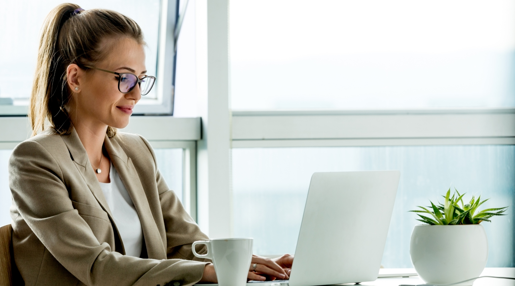 woman wearing blue filter glasses