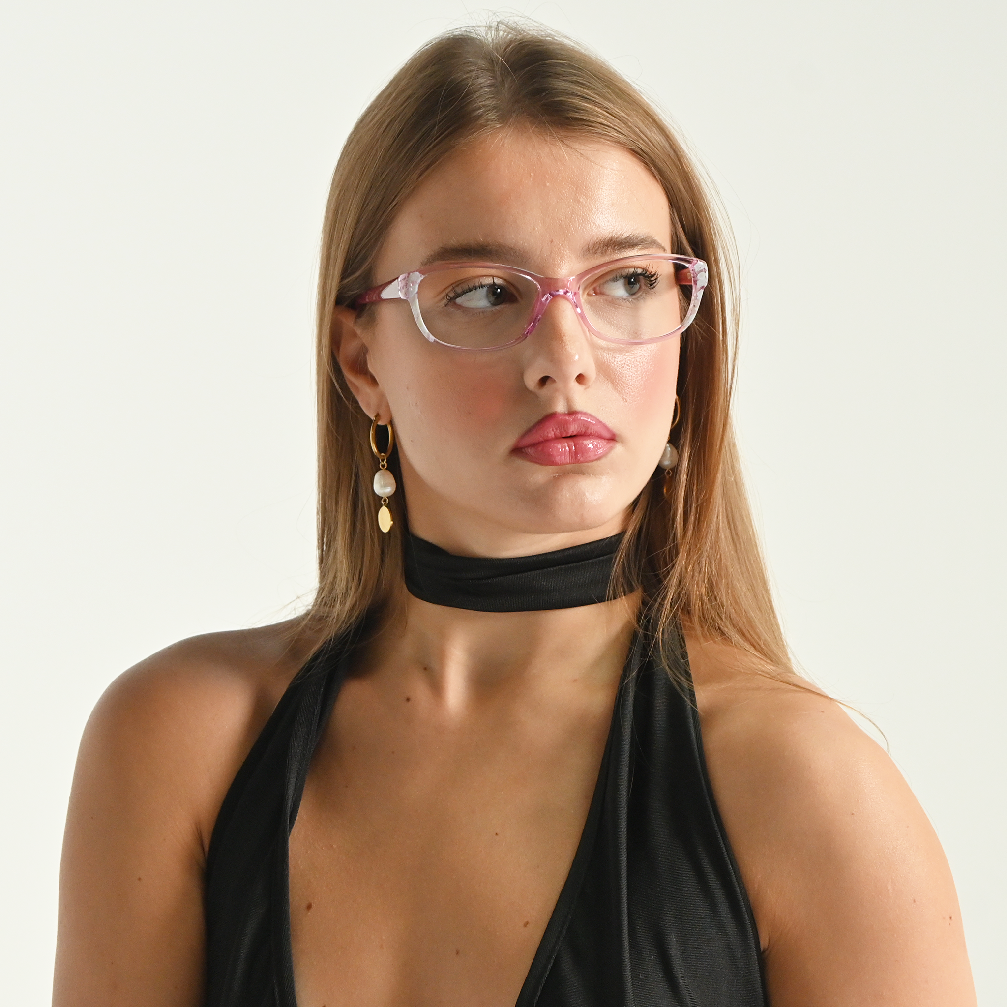 Woman wearing prescription glasses