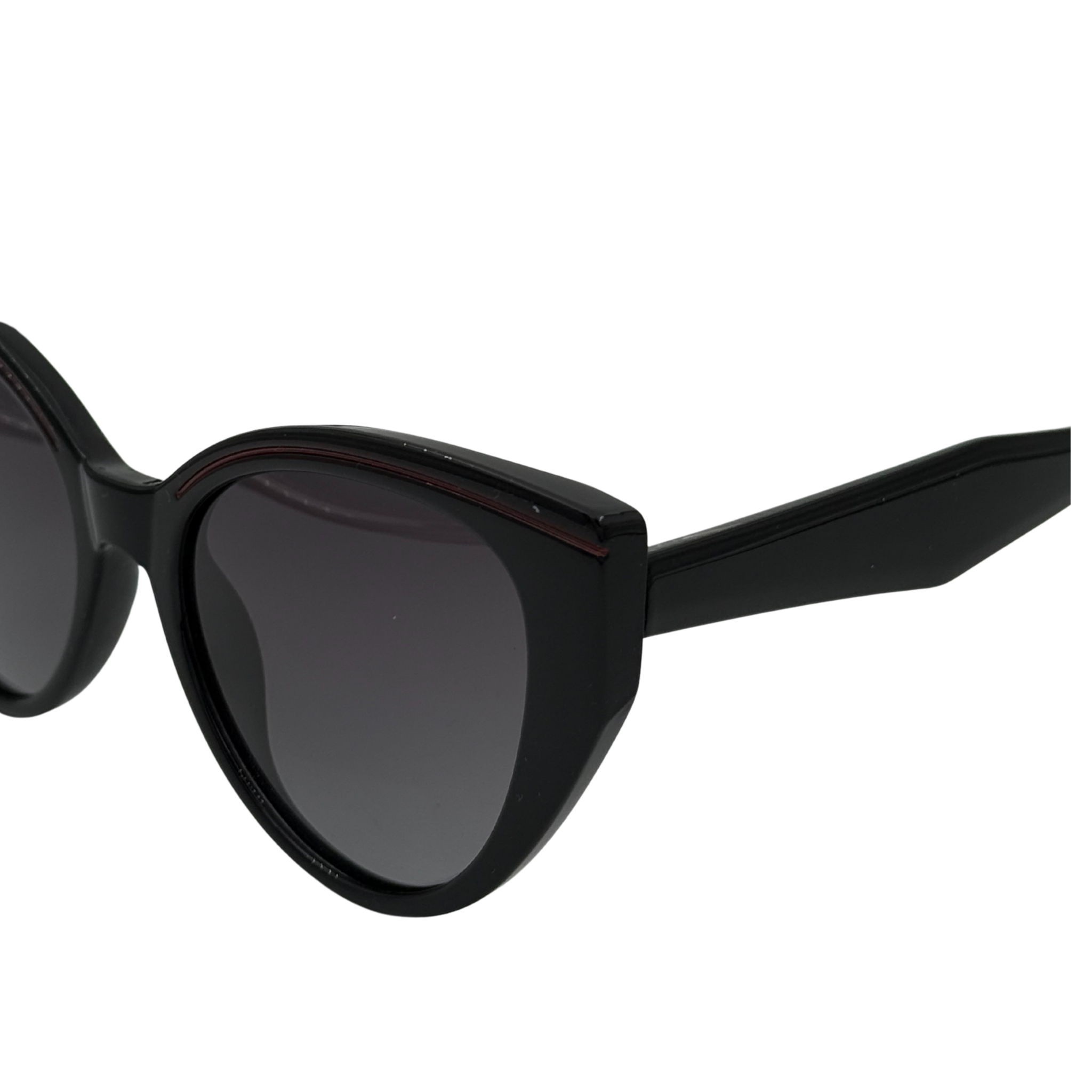 Black sunglasses with dark lenses on a white background