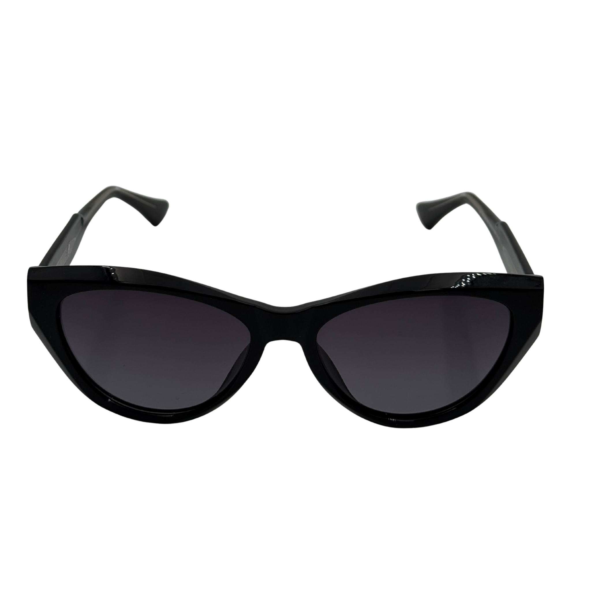 Black cat-eye sunglasses on a white background