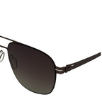 Sunglasses with dark gradient lenses on a white background