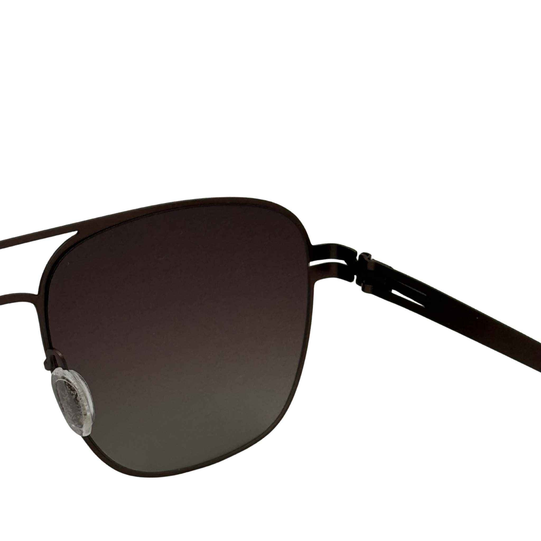 Black sunglasses with a gradient lens on a white background