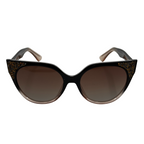 Black cat-eye sunglasses with decorative details on a white background