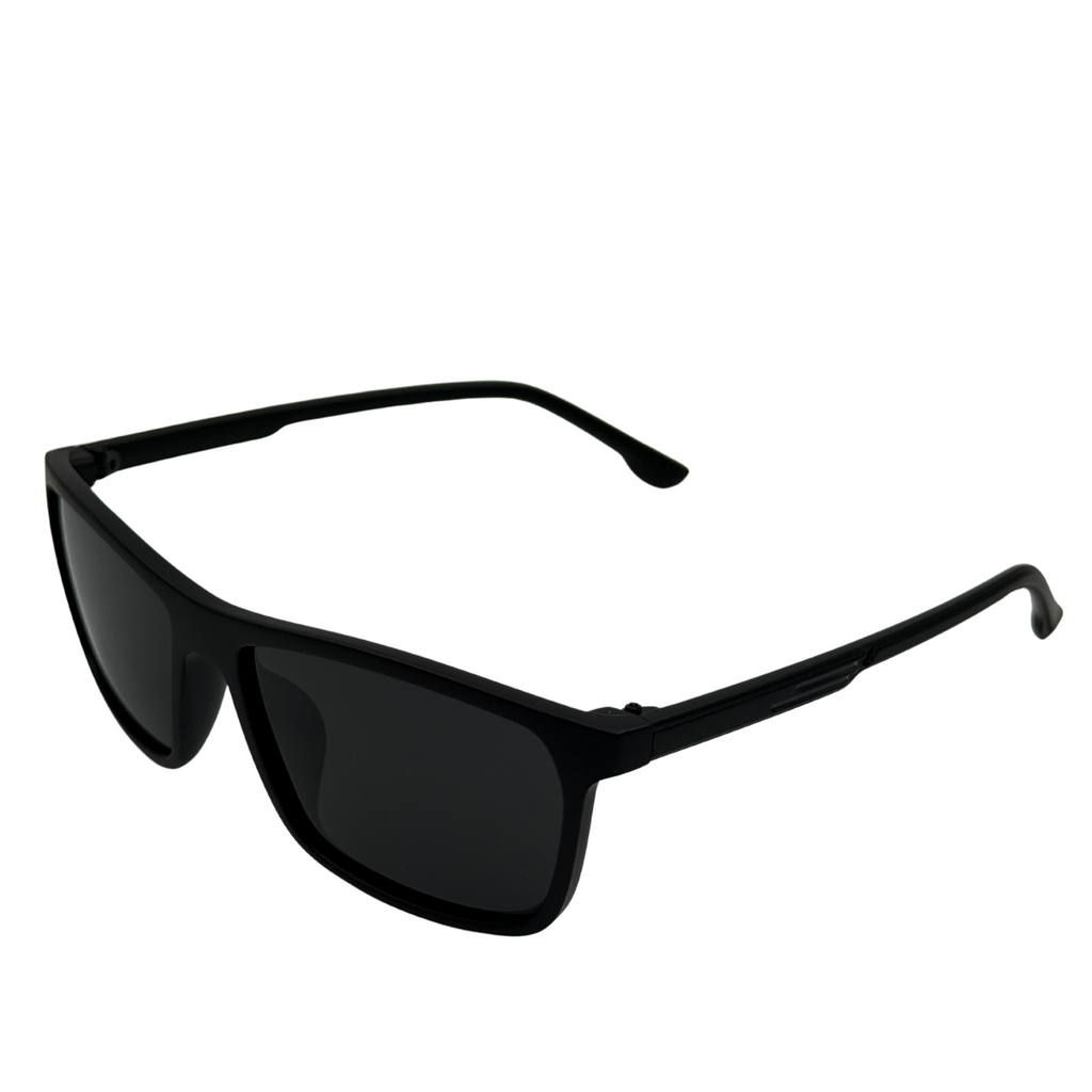Black sunglasses on a white background