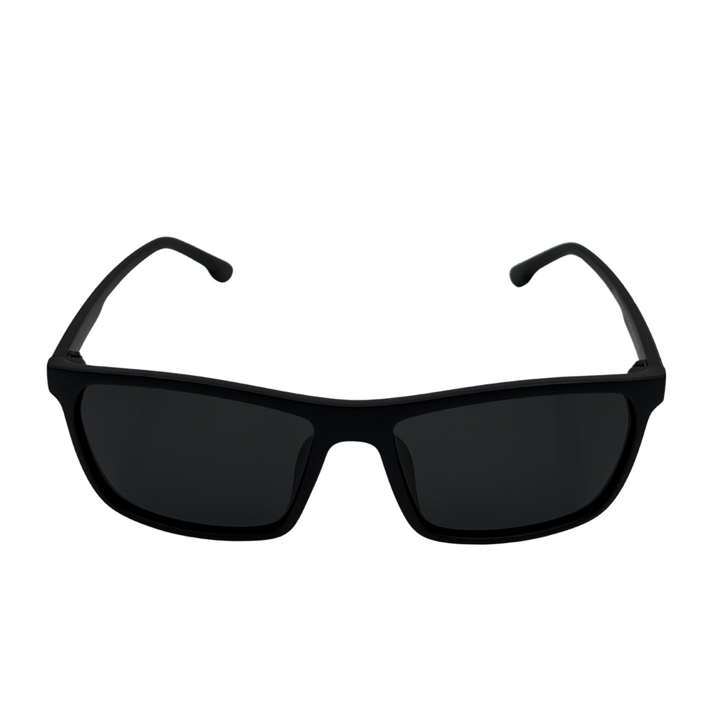 Black sunglasses on a white background