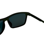 Black sunglasses with dark lenses on a white background