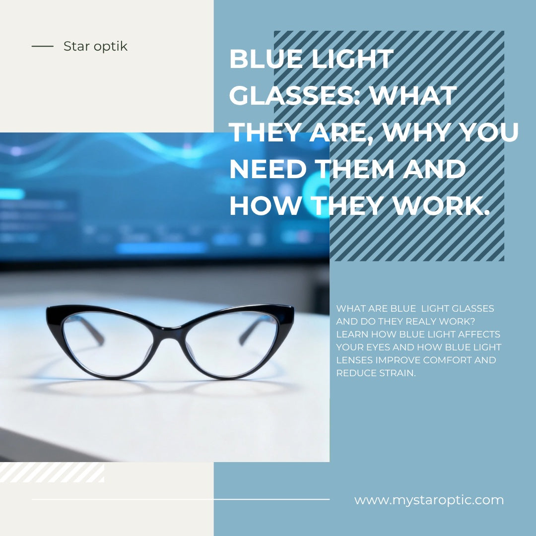 Blue light glasses guide explaining what they are, why you need them and how they work for reducing digital eye strain.