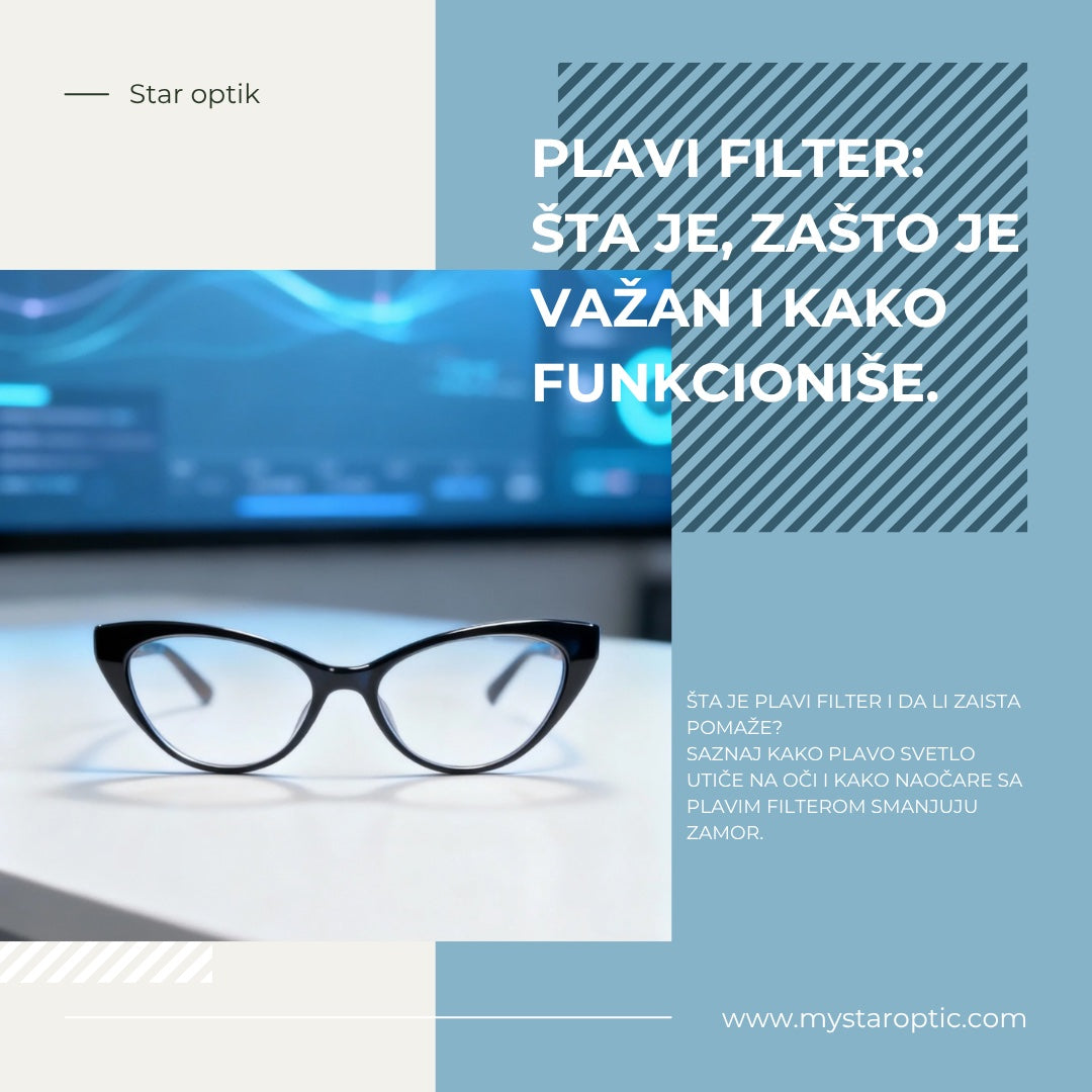 Plavi filter naočare – šta su, zašto su važne i kako pomažu u smanjenju zamora očiju od plavog svetla.