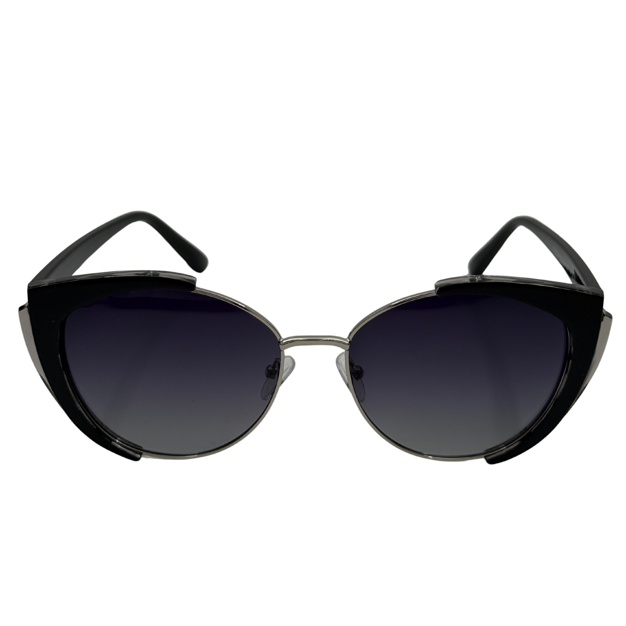 Black cat-eye sunglasses on a white background