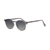 Polarized round sunglasses with dark lenses and metallic frame.