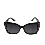 Black sunglasses with decorative frame on a white background
