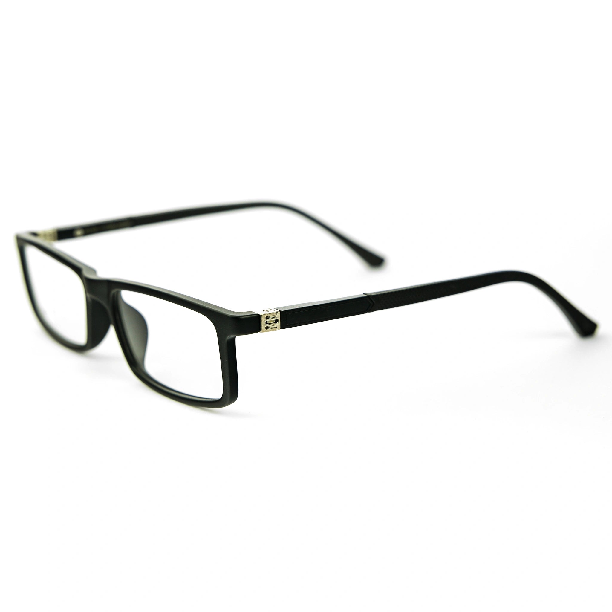 Black eyeglasses on a white background
