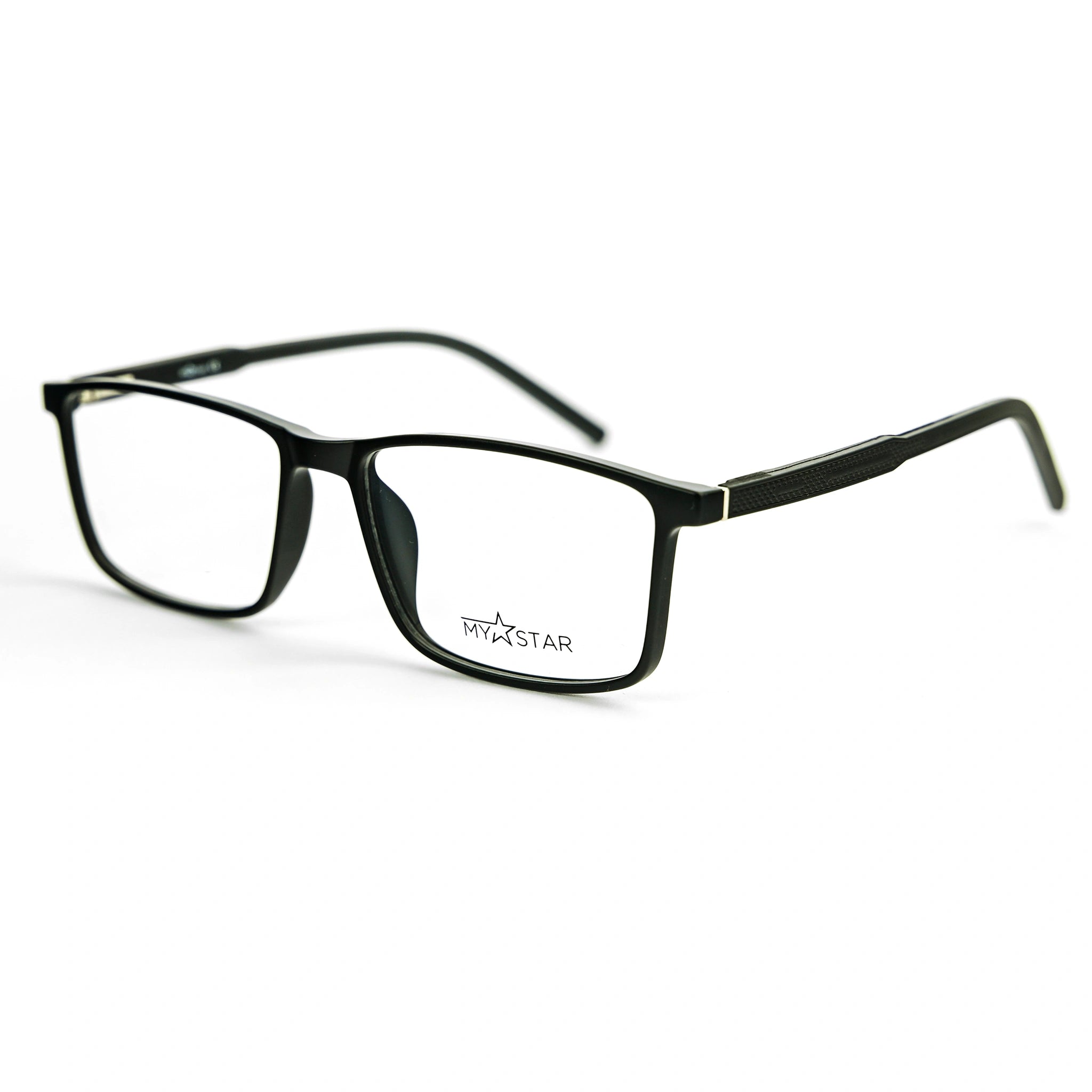 Black eyeglasses on a white background