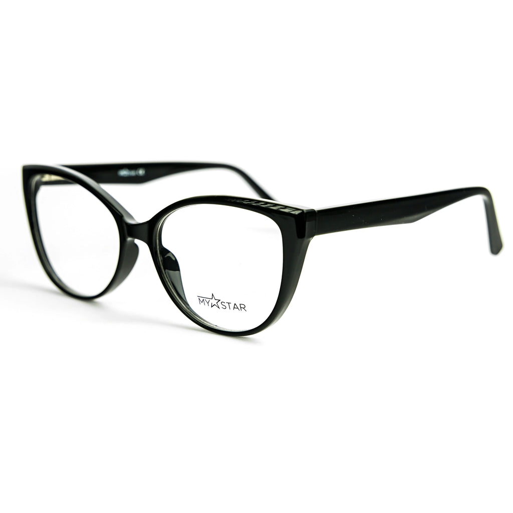 Black eyeglasses on a white background