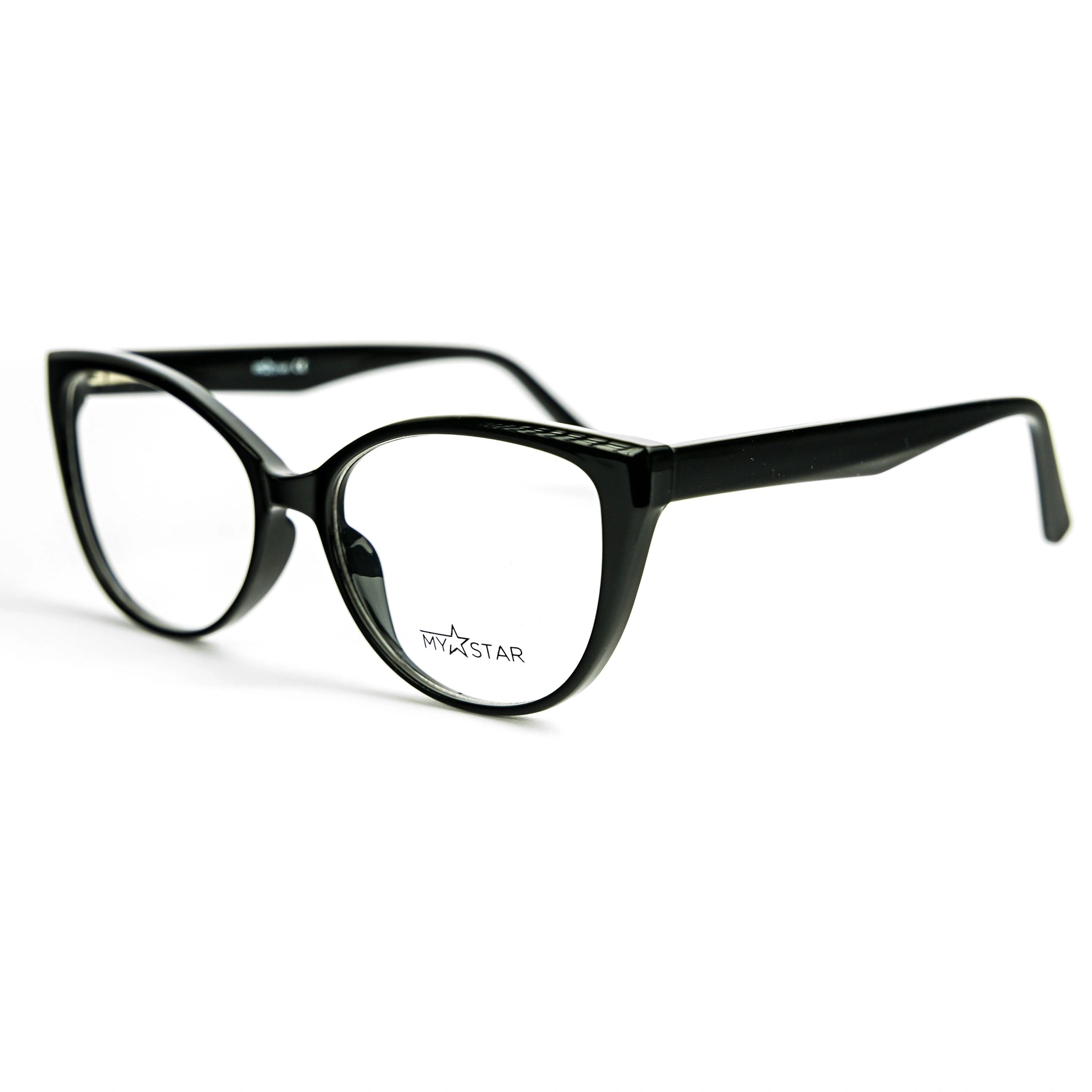 Black eyeglasses on a white background